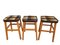 Taburete Taburetes ingleses vintage con asiento de tartán de madera, años 60. Juego de 3, Imagen 3