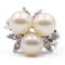 Anello vintage in oro bianco 14k con tre perle e diamanti, anni '60, Immagine 1