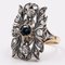 Vintage Ring in 18k Yellow Gold and Silver with Sapphires and Rose-Cut Diamonds 4