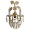 Italian Gilt Metal Two-Light Sconce with Crystal Glass Flowers and Prisms, 1970s 1