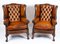 Antique Leather Chippendale Wingback Armchairs, 1920s, Set of 2, Image 20