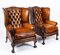 Antique Leather Chippendale Wingback Armchairs, 1920s, Set of 2 4