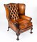 Antique Leather Chippendale Wingback Armchairs, 1920s, Set of 2, Image 3