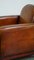 Poltrona Art Deco in pelle rifinita in legno e fantastica pelle color cognac, Immagine 17
