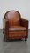 Art Deco Leather Armchair Finished with Wood and Fantastic Cognac-Colored Leather 2
