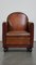 Art Deco Leather Armchair Finished with Wood and Fantastic Cognac-Colored Leather 3