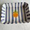 Large Stripey Blue and White Rectangular Serving Dish by Laurie Gates 1