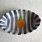 Stripey Blue and White Oval Dish by Laurie Gates 5