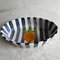Stripey Blue and White Oval Dish by Laurie Gates 3