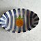 Stripey Blue and White Oval Dish by Laurie Gates 1