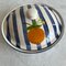 Large Blue and White Stripey Serving Dish with Lid by Laurie Gates 2