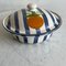 Large Blue and White Stripey Serving Dish with Lid by Laurie Gates 1