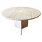Postmodern Cream Off White Round Travertine Dining Table with Pedestal Base, 1970s 1