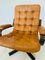 Vintage Mid-Century Danish Tan Leather Swivel Chair, 1970s 3