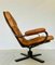 Vintage Mid-Century Danish Tan Leather Swivel Chair, 1970s 7
