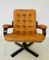 Vintage Mid-Century Danish Tan Leather Swivel Chair, 1970s 1