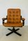 Vintage Mid-Century Danish Tan Leather Swivel Chair, 1970s 10