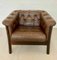Mid-Century Danish Brown Leather & Rattan Club Chair, 1970s 4