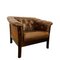 Mid-Century Danish Brown Leather & Rattan Club Chair, 1970s, Image 3