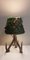 Deutsche Vintage Hubertus Tischlampe mit dreiteiligem Fuß und handgefertigtem Stoffschirm mit künstlichen Blättern von Lamplove, 1960er 5