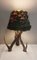 Deutsche Vintage Hubertus Tischlampe mit dreiteiligem Fuß und handgefertigtem Stoffschirm mit künstlichen Blättern von Lamplove, 1960er 6