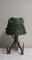 Lampada da tavolo Hubertus vintage con base in tre parti e paralume in tessuto fatto a mano con foglie artificiali di Lamplove, Germania, anni '60, Immagine 9