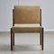 Angular Teak and Leather Chair with Copper Details, 1970s 4