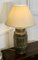 Large Bulbous Simulated Brass Ceramic Vase Table Lamp, 1960s 4