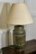 Large Bulbous Simulated Brass Ceramic Vase Table Lamp, 1960s 1