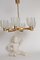 Large Gold-Plated Chandelier with Ice Crystal Glass Flowers from Kaiser, 1960s 5