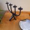 Brutalist Wrought Iron Candlestick, France, 1950s 9