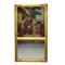 Antique French Trumeau Rectangular Mirror with Oil on Canvas & Carved Gilt Frame, 19th Century 1
