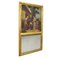 Antique French Trumeau Rectangular Mirror with Oil on Canvas & Carved Gilt Frame, 19th Century, Image 2