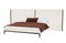 Thyia 125 Italian Curved Bed in Ivory Boucle Fabric and Brown Wooden Base from Kabinet 1