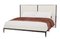 Thyia 140 Italian Curved Bed in Ivory Boucle Fabric and Brown Wooden Base from Kabinet 1