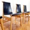 Mid-Century Italian Wood and Leather Dining Chairs, 1970s, Set of 4 4