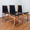 Mid-Century Italian Wood and Leather Dining Chairs, 1970s, Set of 4 1