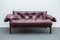 Mid-Century Vintage Tufted Burgundy Leather Sofa by Ipoly Furniture Company, 1970s 9
