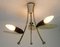 Lampada da soffitto Mid-Century a tre luci in ottone e metallo di Stilnovo, anni '50, Immagine 8