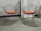 Diamond Chairs in Silver with Orange Seat by Harry Bertoia for Knoll, 1980s, Set of 2 6