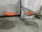 Diamond Chairs in Silver with Orange Seat by Harry Bertoia for Knoll, 1980s, Set of 2 2