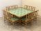 Large Bamboo Sambú Model Table and Chairs by Vivai Del Sud, 1970s, Set of 9 1