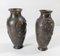Mid-Century Japanese Mixed Metal Pewter Vases, Set of 2 1