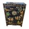Vintage Chinese Black Lacquered Side Cabinet with Hard Stone Finish, Image 4