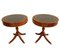 Two Drum Tables with Drawers and Leather Top, Set of 2 1