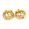Coco Mark in Metal & Faux Pearl Gold and Off-White Earrings from Chanel, Set of 2 3