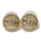 Round Crystal Coco Mark Rhinestone Stud Champagne Gold Earrings from Chanel, Set of 2 1