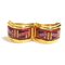 Cloisonne Metal & Enamel Gold, Red & Black Earrings from Hermes, Set of 2 2