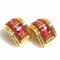 Cloisonne Metal & Enamel Gold, Red & Black Earrings from Hermes, Set of 2 1