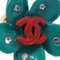Flower Piercing Earrings with Rhinestone in Green from Chanel, Set of 2 2